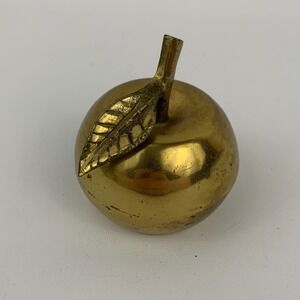Vintage Brass Apple Desk Bell MCM 2.5"